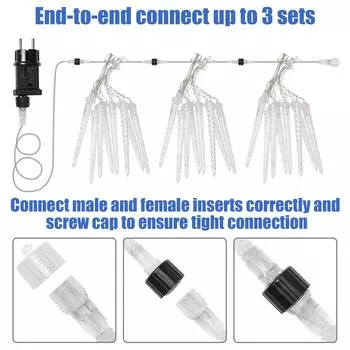 Рождественские огни в виде сосулек Зимние огни для карниза Светодиодные гирлянды в виде метеоритного дождя Подвесные огни в виде сосулек Подключаемые огни в виде капель дождя UK Plug