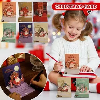 Рождественские открытки, 6 видов рождественских подарочных открыток с наклейками на конверты One Size