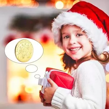 Рождественские памятные монеты Медаль Санта-Клауса в виде лося Рождественская коллекционная монета one золотой
