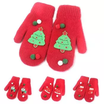 Рождественские перчатки, рождественская елка, снеговик, колокольчики, варежка, зимние теплые вязаные перчатки для женщин и детей, рождественский подарок, варежка для велоспорта и лыж Adult