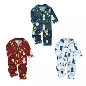 Рождественские пижамы для маленьких мальчиков и девочек, детские топы со снеговиком с длинными рукавами + штаны, одежда для сна, осенние пижамы XL