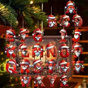 Рождественские плоские акриловые подвески в виде мультяшных машинок, рождественские украшения в виде Санта-Клауса и снеговика, веселый рождественский декор, рождественские елки