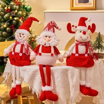 Рождественские плюшевые игрушки куклы ручной работы с длинными ногами Санта-Клауса, снеговика, лося A