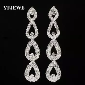 Рождественские подарки, модные роскошные серьги-капли с кристаллами, женские ювелирные изделия со стразами, женские длинные серьги серебряный