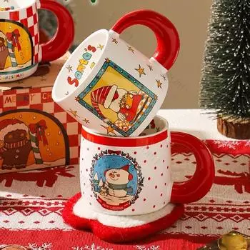 Рождественские подарки, мультяшные керамические кружки, винтажные изысканные пары, кофейные чашки, бытовые чашки для завтрака и молока 500ml