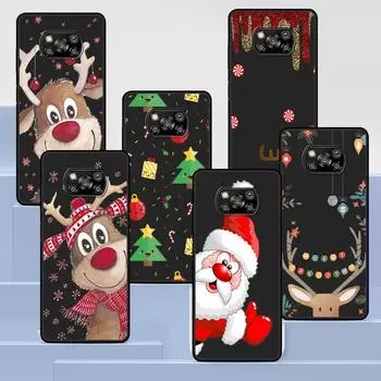 Рождественские подарки на Новый год чехол для телефона Elk Snow для Xiaomi Poco X3 NFC M3 X4 Pocophone F1 M4 Pro F3 GT Мягкий силиконовый черный чехол Pocophone F1