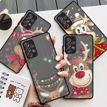 Рождественские подарки на Новый год лось снег матовый чехол для Samsung Galaxy A52 A12 A51 A32 A21s A71 A32 5G A12 A22 A53 A70 A50 телефон чехол Samsung A73 5G