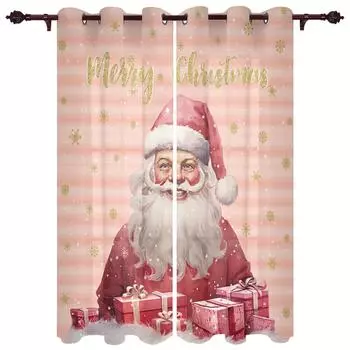Рождественские подарки Санты снежинки оконные шторы для гостиной спальни роскошные современные кухонные шторы тканевые шторы 135W x 60H(cm) x1