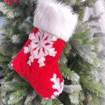 Рождественские подарочные носки, украшения для рождественской елки, носки со сладостями, снежинки, шерстяные семейные праздничные рождественские носки, висящие на вешалке One Size белый