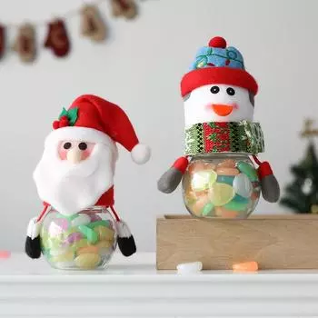 Рождественские подарочные пакеты, банка для конфет, бутылка для хранения, Санта-Клаус, мешок со снеговиком, коробки, детские подарки, новогодние сладости, рождественский мешок со сладостями