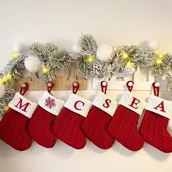 Рождественские подарочные пакеты, подвесные украшения для елки, украшения для конфетных мешочков, красивые буквы, рождественские чулки красного цвета