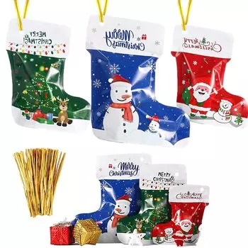 Рождественские подарочные пакеты, Рождественские конфеты, Рождественские угощения, Рождественские чулки, сумки для рождественских вечеринок, упаковка для закусок, подарочная вечеринка 24PCS