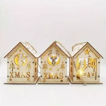 Рождественские поделки из дерева Деревянные рождественские украшения для домиков и домиков Подвесные украшения для рождественской елки