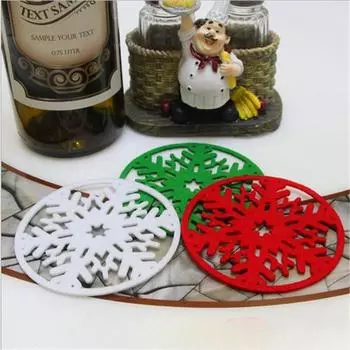 Рождественские подставки Аксессуары для дома Подставки под стаканы под снежки Подставки под стаканы из фетра Подставки под стаканы из нетканого материала Рождественские праздничные подставки белый