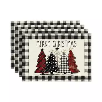 Рождественские подставки под приборы Подставки под приборы в клетку Буффало Термостойкие подставки под приборы для украшения столовой 30cm*45cm чёрный