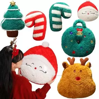 Рождественские подушки, венок из елки и лося, конфетная трость, Санта-Клаус, животные, мягкие игрушки, декор для вечеринки, подушка для комфорта ребенка, подарки на Хэллоуин see choice option