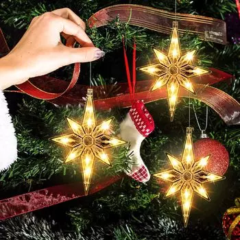 Рождественские подвески Полярная звезда для украшения рождественской елки Прозрачные безделушки Подвесные украшения Рождественская свадьба Праздничное освещение Clear&0-5W теплый белый