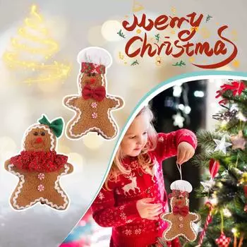 Рождественские подвески, украшения для рождественской елки, рождественские подвески, украшения в виде пряничного человечка, рождественские подвески One Size