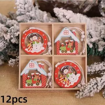 Рождественские подвески-украшения Рождественские деревянные украшения на Рождество Украшение рождественской елки Фестивальный декор 12-pcs