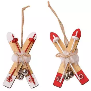 Рождественские подвесные подвески сани рождественская елка домашний декор украшение кукольный домик миниатюрная деревянная лыжная доска товары для творчества подарок на год красный