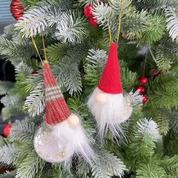 Рождественские подвесные шары, плюшевые гномы, пенопластовые шары, фигурка Санты, безликий эльф, праздничный декор A