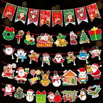 Рождественские подвесные украшения: Флаги с перекрестным зеркалом для торговых центров, отелей и магазинов