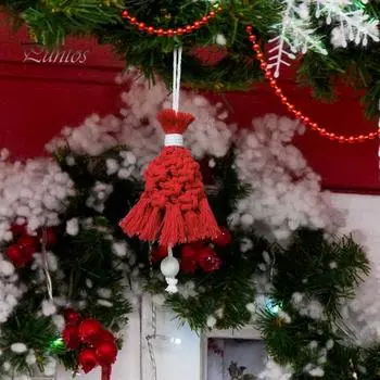 Рождественские подвесные украшения ручной работы Снеговик Снежинка Колокольчик Гном Многоразовые праздничные украшения Рождественская елка Орнамент Подвеска Праздничные принадлежности Подарок бежевый