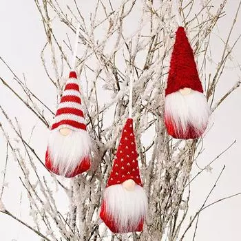 Рождественские подвесные украшения в виде гнома, плюшевые украшения в виде гнома, статуэтка безликого гнома ручной работы для C