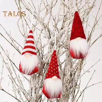 Рождественские подвесные украшения в виде гномов, плюшевые украшения в виде гномов, статуэтка безликого гнома ручной работы для украшения стены, дерева, камина, окна C