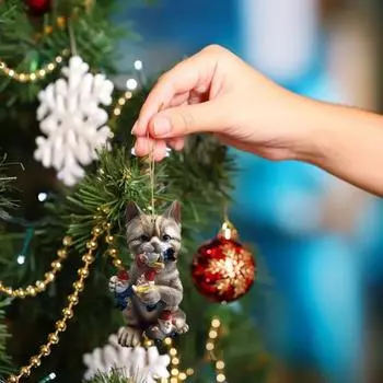 Рождественские подвесные украшения в виде животных, акриловые 3D драконы, кошки, динозавры, медведи, форма автомобиля, декор для рождественской елки, кулон, праздничный подарок C