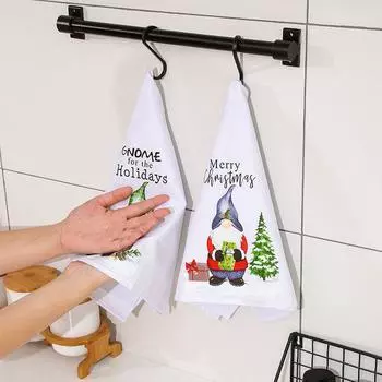 Рождественские полотенца для рук Полотенца Посуда Полотенца Кухонные принадлежности Рождественские украшения hat зелёный