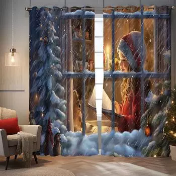 Рождественские полузатеняющие жалюзи, гостиная, кухонная отделка, готовые небольшие шторы, жалюзи для спальни 1x50W60H(CM)&Hook