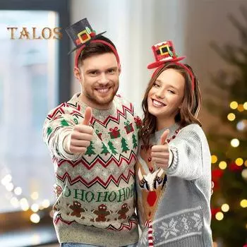 Рождественские повязки на голову для вечеринок, фото, снеговик, олень, шапка Санты, рога, обруч для волос, пластиковый праздничный аксессуар для волос для детей и взрослых C