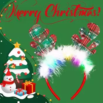 Рождественские повязки на голову со светодиодными оленями, рождественские повязки на голову с рогами для детей и женщин, товары для рождественских вечеринок, украшения для костюмов 5