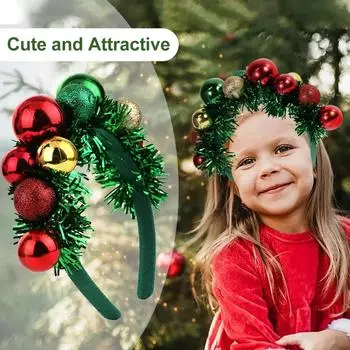 Рождественские повязки на голову в форме шара, креативные цветные шарики, зеленые ленты, рождественские украшения для взрослых и детей, повязки на голову, подарок