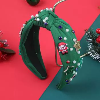 Рождественские повязки-узелки широкие для женщин девочек головные уборы с кристаллами бисером драгоценными камнями повязка на голову с узлом сверху рождественские подарки