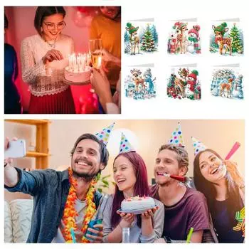 Рождественские поздравительные открытки DIY Искусственная алмазная живопись Поздравительные открытки Набор для взрослых Детей Акриловые алмазные открытки Набор для творчества Подарок для семьи и друзей 1 Set