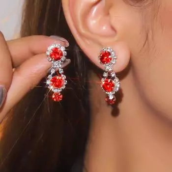 Рождественские преувеличенные темпераментные красные рождественские серьги с бриллиантами для женщин, модные и высококачественные серьги