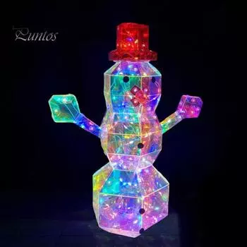 Рождественские призматические переливающиеся снеговики, светодиодные светящиеся фигурки снеговиков, работающие от USB, настольные украшения для праздничного украшения Snowman