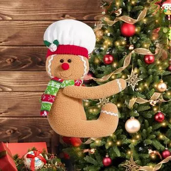 Рождественские пряничные человечки, кукольные украшения, верхушки для рождественской елки, пряжки для штор, украшения для бутылок вина, подарки на Новый год 2025 года