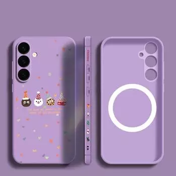 Рождественские пряничные сердечки ТПУ матовый мягкий чехол для Samsung S24 FE S23 Ultra S22 S21 S20 для Magsafe магнитный противоударный силиконовый ремешок чехол для телефона Samsung S24 чёрный