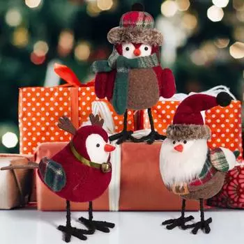 Рождественские Птицы Мягкие Стоящие Фигурки Милые Птицы Украшения Стола Для Рождественского Яруса A