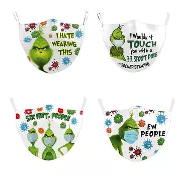 Рождественские пылезащитные, моющиеся, дышащие маски для детей и взрослых One Size