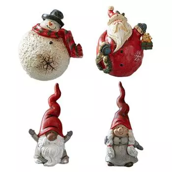 Рождественские расписные смоляные украшения в виде гномов, рождественские украшения, аксессуары, реквизит для настольных сцен One Size