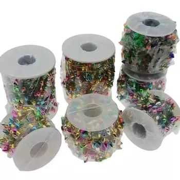 Рождественские разноцветные бусины, гальванизированные, декоративные, пластиковые, рулон, упаковка 5 метров