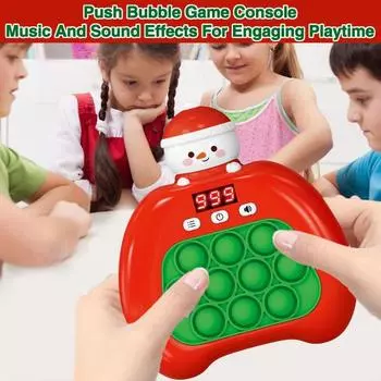Рождественские режимы игровой консоли Push Bubble Мультфильм с 4 игрушками «Ударь крота» Портативная интересная тренировка реакции Santa Claus