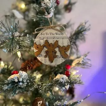 Рождественские рождественские украшения Музыкальный рождественский Иисус Деревянный знак Рождественская сцена Подвесной декор Религиозный C