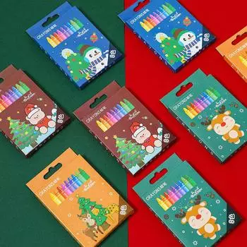 Рождественские ручки, художественные принадлежности для студентов, 8 цветов, 1 набор, набор мелков для рисования, нетоксичные масляные пастели, мелки, пастельные карандаши ручной работы синий