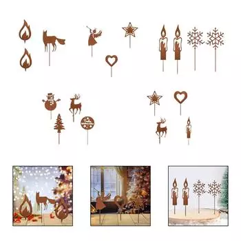 Рождественские садовые колья Фестивальные принадлежности Садовое искусство Скульптура Рождественские дворовые знаки для патио Дорожка для двора Цветочный горшок Балкон