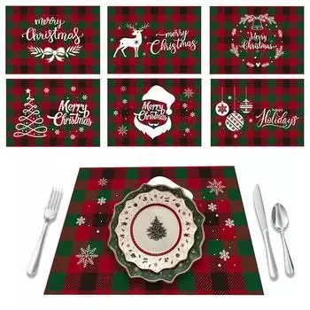 Рождественские салфетки для подносов, льняные, красные, зеленые, в клетку, в фермерском стиле, в стиле «фермерский дом», зимние, рождественские салфетки для подносов, декор для домашнего кухонного стола A4